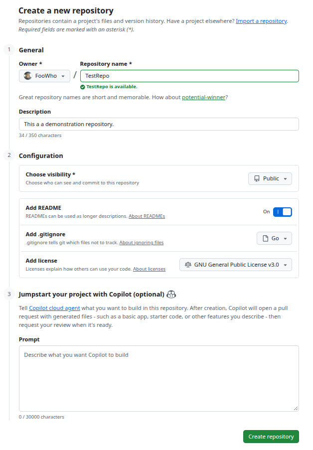 Creating a repository on GitHub